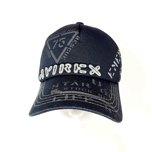 AS151LL AVIREX アヴィレックス メッシュキャップ ロゴ 帽子 ブラック×グレー サイズ57～59cm 牛革ベルト ミリタリー アーミー アメカジ