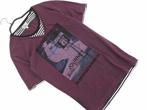 ネコポスOK TAKEO KIKUCHI タケオキクチ プリント Tシャツ size2/紫 ■◆ ☆ efb2 メンズ