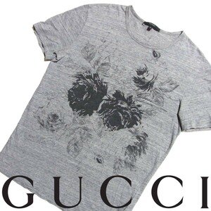 GUCCI グッチ 花柄 フラワー 霜降り Tシャツ M グレー