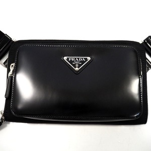 Th963311 プラダ ボディバッグ 斜め掛けショルダーバッグ レザー Re-Nylon 2VH156 NERO ブラック ユニセックス PRADA 超美品・中古