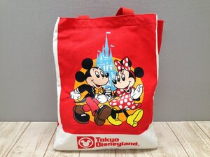 ◇ディズニー TDL TDR 25周年 復刻トートバッグ ミッキー ミニー 赤 1W48 【80】