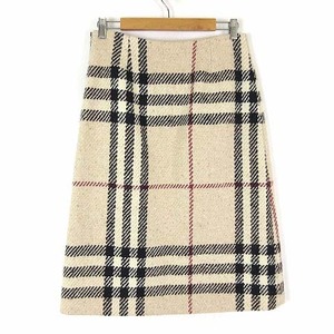 バーバリー BURBERRY スカート ロングスカート ミモレ丈 ツイード ウール 起毛 ノバチェック柄 L 42 ベージュ 黒 赤 国内正規品