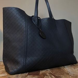 1円~極美品 ボッテガヴェネタ イントレチャート BOTTEGA VENETA ブラック 白タグ トートバッグ ビジネスバッグ 大容量 イントレッチオ　黒