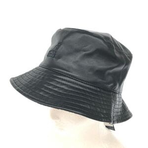 未使用品◆KANGOL カンゴール バケットハット 帽子 M◆ ブラック フェイクレザー・ナイロン リバーシブル ユニセックス 帽子 服飾小物