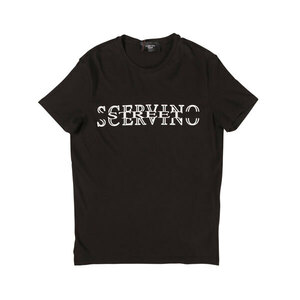 SCERVINO Street ロゴ Uネック半袖Tシャツ TSU012 ブラック x ホワイト M 26863bk【S26864】シェルヴィーノ ストリート