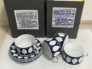 サルガデロス　SARGADELOS カフェオレカップ　＆　ソーサー　４客セット　スペイン製　スペイン王室御用達　SPAIN　最高級陶磁器　F73-NO1