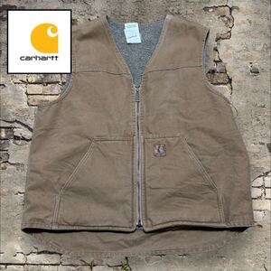 6 Carhartt カーハート ベスト アメカジ ストリート ダックベスト ワーク ダック CARHARTT アウター ジャケット メンズ L 大きい 裏ボア