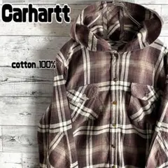 Carhartt　カーハート　フードチェックシャツ　刺繍ロゴ　レディースL