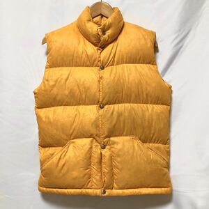 70s usa製 vintage North Face ビンテージ ヴィンテージ ノースフェイス 茶タグ ダウン ベスト ビンテージ リップストップ イエロー S