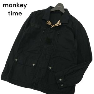 monkey time ユナイテッドアローズ 通年 レオパード柄使い★ フランス軍 F2型 ミリタリー ジャケット Sz.M　メンズ 黒　A4T07457_6#O