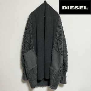 DIESEL 大きいサイズ　ウール　モヘア　厚手カーディガン　グレー　ディーゼル　 ガウン　 ニット　セーター　アルパカ　イタリア製