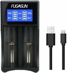USB充電器 18650 USBデュアルバッテリー充電器、 LCDユニバーサルインテリジェントUSB充電器 リチウムイオン/Ni-