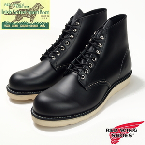 【新品・箱付】定価4.2万 レッドウィング RED WING《アイリッシュセッター》犬タグ 8165 6inch プレーントゥ ブーツ US10D 黒 USA製