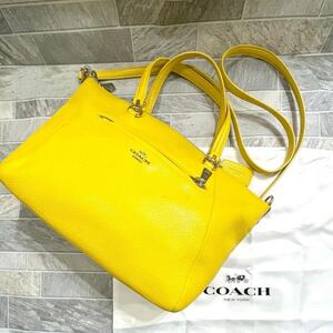 COACH コーチ ハンドバッグ 2way ショルダーバッグ レザー 馬車 ロゴ ゴールド イエロー 黄色