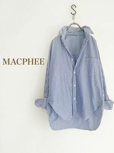 【送料230円2点以上で送料無料】トゥモローランド MACPHEE 2wayワイヤーストライプシャツ ブルー バンドカラー