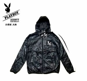 #古着屋大和 完売 限定 SCHOTT プPLAYBOY レイボーイ コラボ レザーパーカー レザージャケット 革ジャン M 黒 ブラック 参考価格86900円