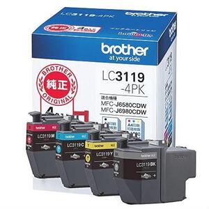 ● 【brother純正】インクカートリッジ4色パック(大容量) LC3119-4PK 対応型番:MFC-J6983CDW、MFC-J6583CDW、MFC-J5630CDW 他 ▼特価品▼