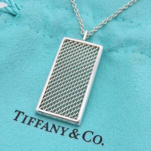 【送料無料】 極希少 美品 Tiffany&Co. ティファニー ラージ サマセット メッシュ ロング シルバー ネックレス SV925 メンズ HA534