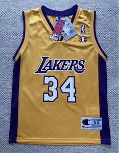 【未使用品】 NBA O’NEAL #34 シャキール・オニール LAKERS シャック　レイカーズ Champion チャンピオン ジュニア ユニフォーム