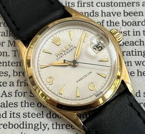 ROLEX Oyster Date 6466 Guilloche Dial Gold Color ロレックス オイスターデイト ギョーシェダイヤル 69アラビア数字 クサビインデックス