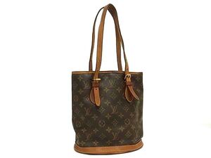 1円 LOUIS VUITTON ルイヴィトン M42238 モノグラム バケットPM プチバケット トートバッグ ショルダー 肩掛け ブラウン系 BM5277