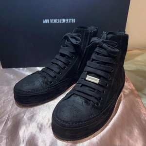 ANN DEMEULEMEESTER サイドジップ メンズ アンドゥムルメステール Raven Sneakers レイブンスニーカーズ ハイカット　スウェード