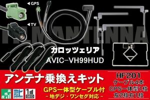 GPS一体型ケーブル & フィルムアンテナ セット カロッツェリア carrozzeria AVIC-VH99HUD 用 HF201 コネクター 地デジ ワンセグ フルセグ