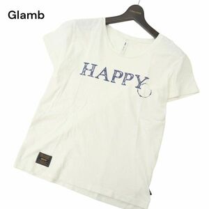 glamb グラム 春夏 HAPPY プリント★ 半袖 カットソー Tシャツ Sz.1　メンズ 白 日本製　C4T04213_5#A