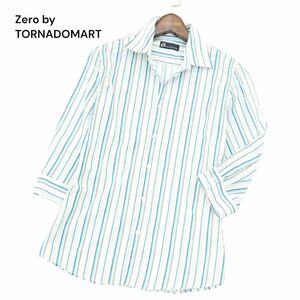 Zero by TORNADOMART トルネードマート 春夏 7分袖 ストライプ★ スリム シャツ Sz.M　メンズ 日本製　A4T01985_2#A