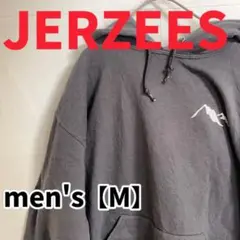 Y173【JERZEES】ワンポイント長袖パーカー【M】グレー