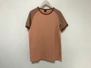 本物ヒューゴボスHUGOBOSSコットンストレッチ半袖TシャツアメカジビジネススーツメンズLオレンジ