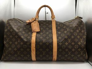 １円【LOUIS VUITTON 】キーポル 55 モノグラム ルイヴィトン ボストンバッグ ブラウン レザー ハンドバッグ ボストン トラベル キーポル