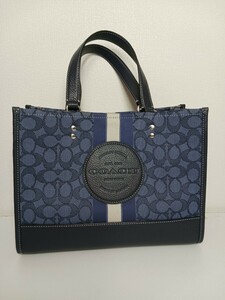 1円～　COACH ショルダーバッグ　トートバッグ　バッグ　デニム　ブルー シグネチャー