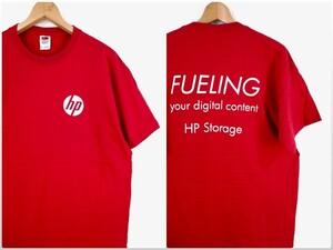 hp ヒューレットパッカード 半袖両面プリントTシャツ メンズUS-XLサイズ クルーネック レッド アドバタイジング t-1709