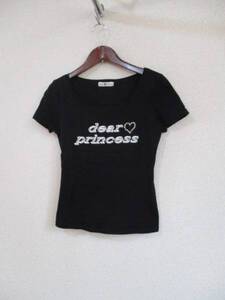 DEARPRINCESS黒プリント半袖カットソー(USED）71516②