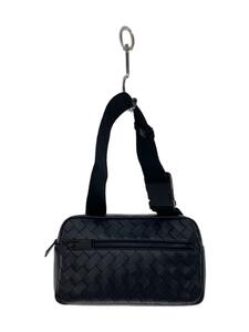 BOTTEGA VENETA◆イントレチャート/ボディバッグ/ショルダーバッグ/レザー/BLK/601062