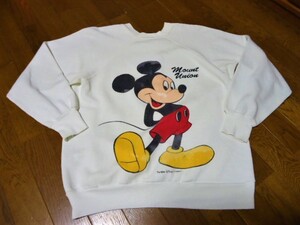 XL/80s/ビンテージ/トリコタグ/チャンピオンChampion×DISNEYディズニー/コラボ/MICKEYミッキーマウス/スウェット/トレーナー/オフホワイト