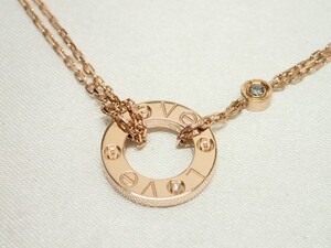 6123[T]新品仕上げ♪Cartier カルティエ ラブネックレス Au750 ピンクゴールド 2P ダイヤモンド