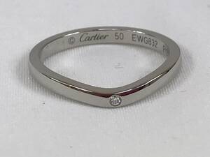 ☆CARTIER カルティエ Pt950プラチナ バレリーナ カーブ ウェディング 3Pダイヤ リング・指輪 中古 極美品　♯171662-153