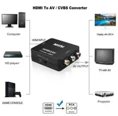 HDMI RCA 変換 アダプタ AV コンポジット コネクタ 黒