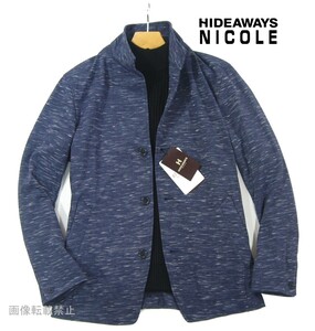 新品 未使用 1.5万 ◆ ハイダウェイ ニコル　イタリアンカラー ジャケット　48/L　紺 ネイビー　スタンドカラー HIDEAWAYS NICOLE 秋春