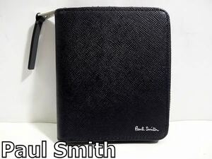 X4L050◆本物美品◆ ポールスミス Paul Smith 本革レザー ブラック ジップラウンド 二つ折り 財布