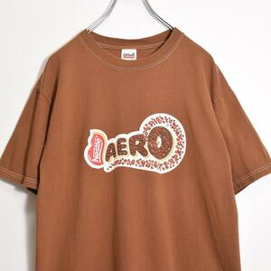 00s anvil Nestle ネスレ エアロ AERO 企業 USA Tシャツ 茶 M オールド ビンテージ 00年代 vintage