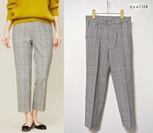 ◎美品！qualite【カリテ】グレンチェック クロップドパンツ♪定価19,000円+税 MADE IN JAPAN(日本製)