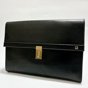 美品 dunhill ダンヒル クラッチバッグ セカンドバッグ レザー ブラック ゴールド金具 ダイヤルロック 本革 メンズ 通勤 ビジネス 1円 m8