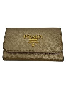 PRADA◆キーケース/レザー/キャメル/無地/レディース