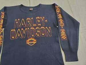 ■90´s～♪VINTAGE USA製 HARLEY-DAVIDSON 両面プリント サーマル ロングTシャツ 1995年 ハーレーダビッドソン【L→Mサイズ相当】■