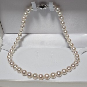 大珠 アコヤ真珠 ネックレス テリ最強 あこや 本真珠 SILVER pearl パール アクセサリー ホワイト あこや真珠 8.5mm～9.0mm 45cm オーロラ