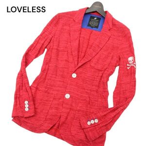 LOVELESS ラブレス 通年 スカル刺繍★ メランジ 2B アンコン テーラード ジャケット Sz.1　メンズ 赤系 日本製　C4T00907_2#O