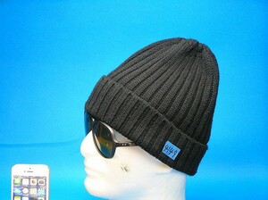 使用2回♪ MUJI 無印良品 ♪Woolウール100％ ニット帽Unisex 黒Black F-size 55～59㎝ ワッチビーニー帽子ボウシハット4149■郵便送料210円